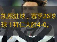 凱恩進(jìn)球，賽季26球！拜仁大勝4-0。